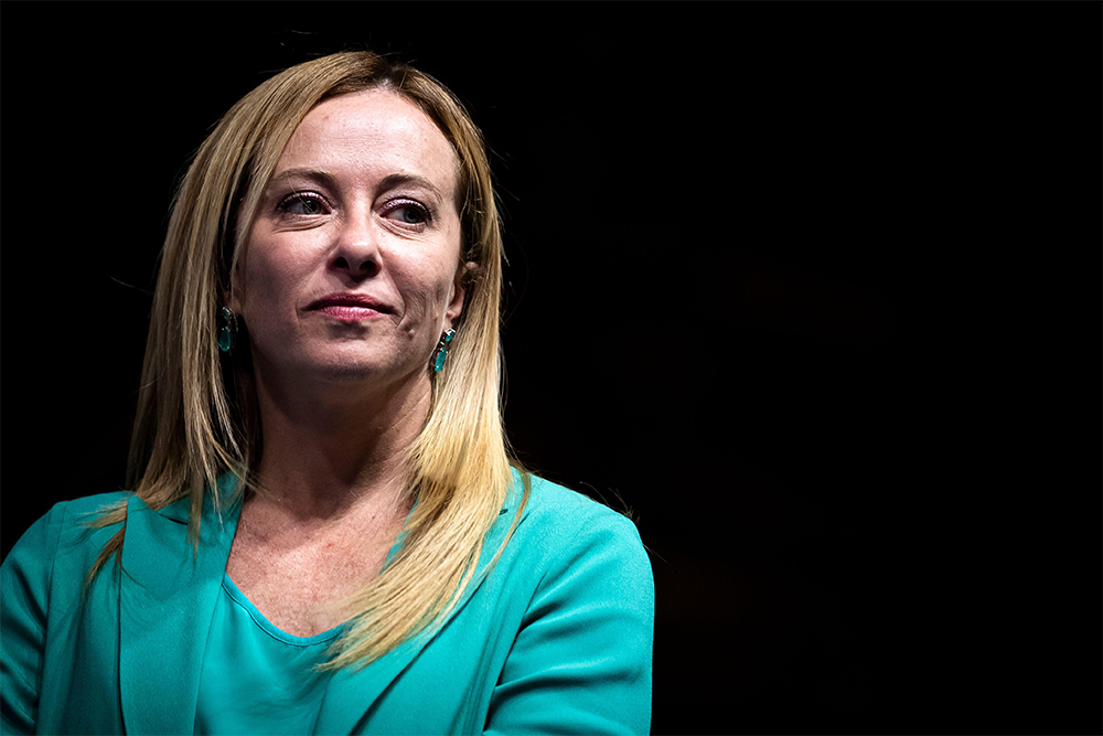 Giorgia Meloni, leader of Italian far-right party Fratelli d'Italia (photograph by Nicolò Campo/Alamy)